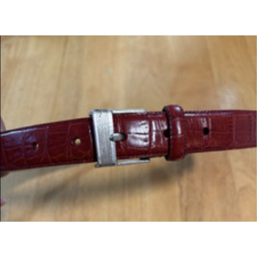 Lauren Ralph Lauren Belt Women's XL Red Croc Embossed Italian Leather Dress